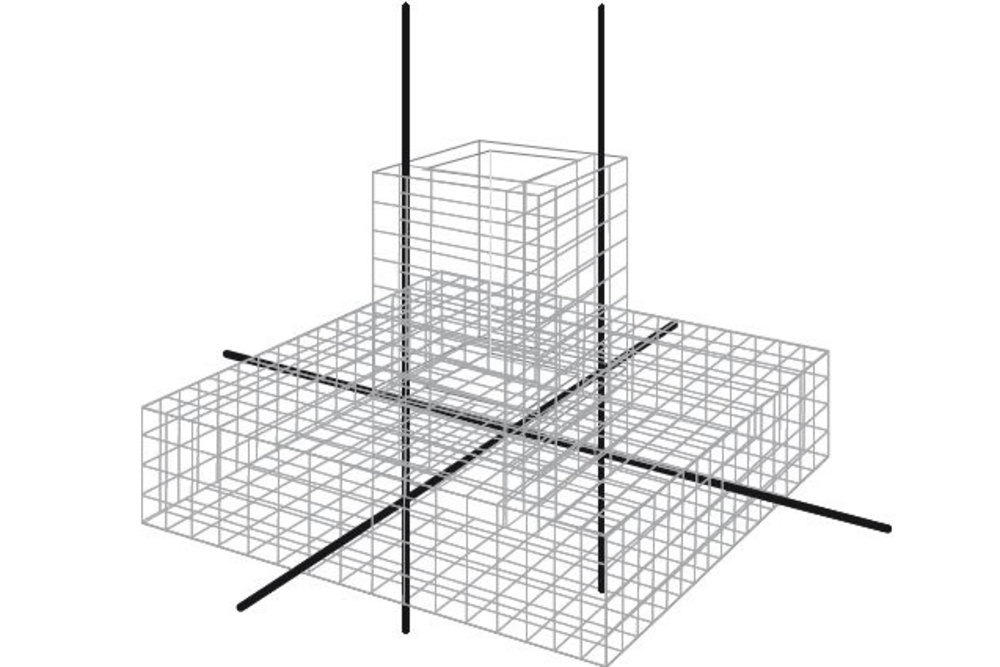 Rysunek siatki zbrojeniowej fundamentu tulejowego