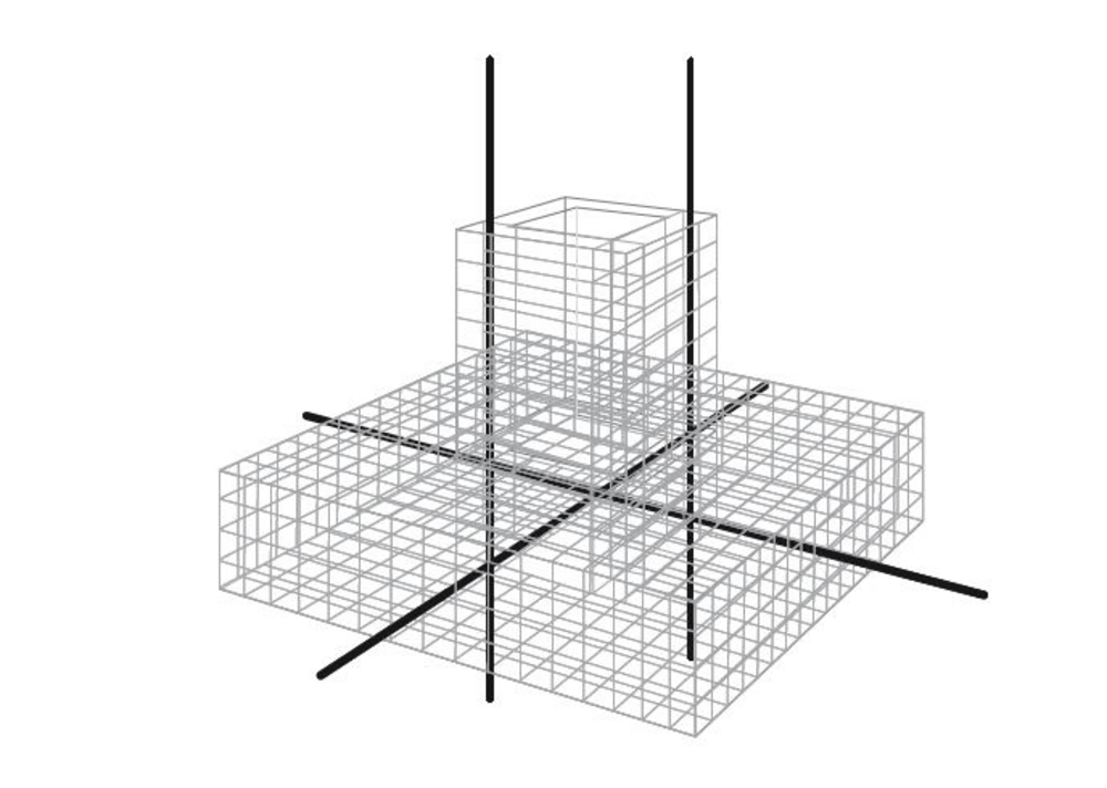 Rysunek fundamentu z siatkami zbrojeniowymi